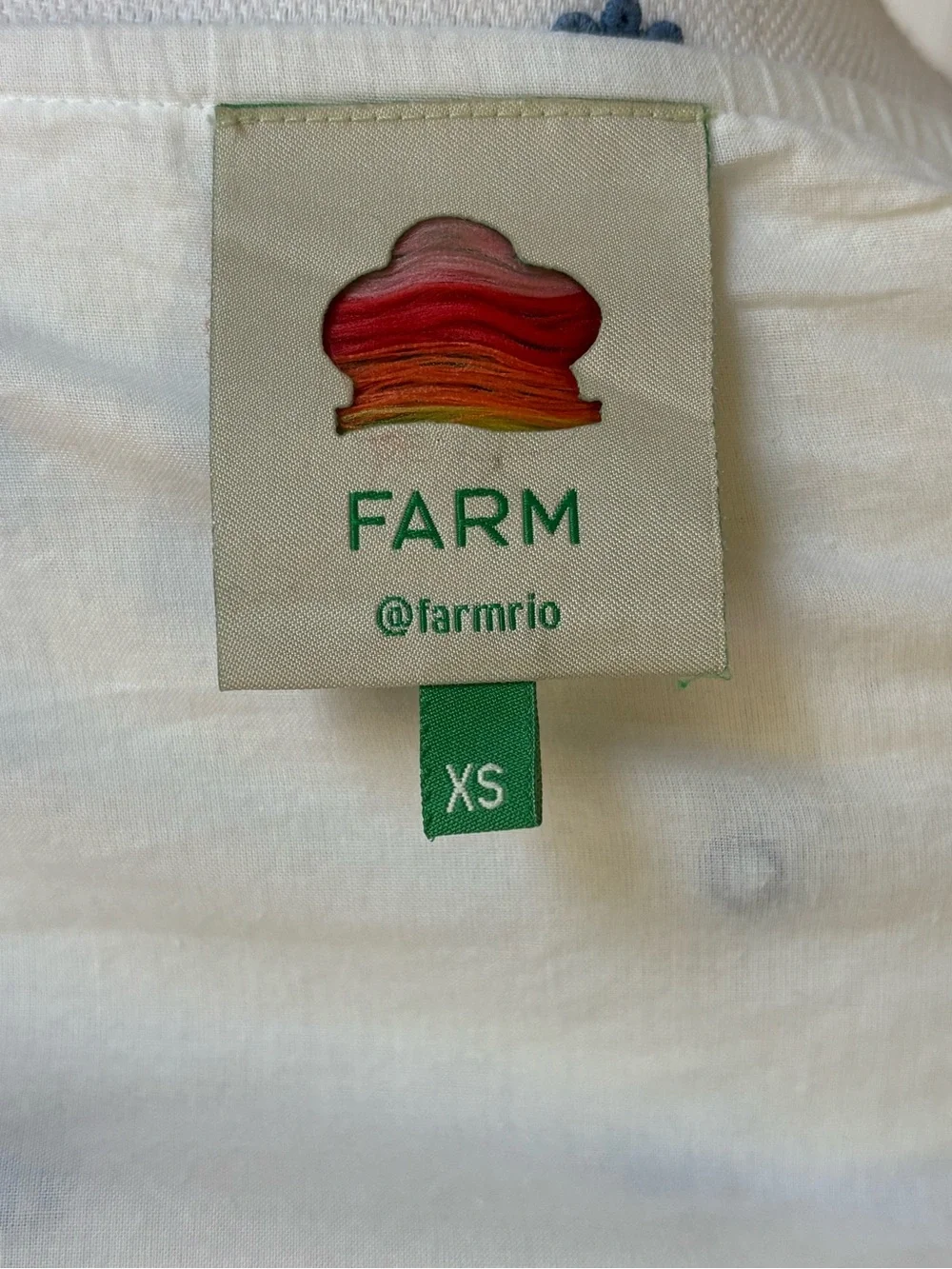 Farm Rio Embroidered Twist Front Crop Top Puff Sleeve XS